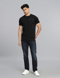 Black Half Sleeves Round Neck Tee