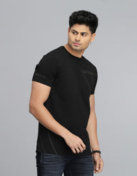Black Half Sleeves Round Neck Tee