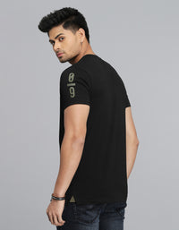 Black Half Sleeves Round Neck Tee