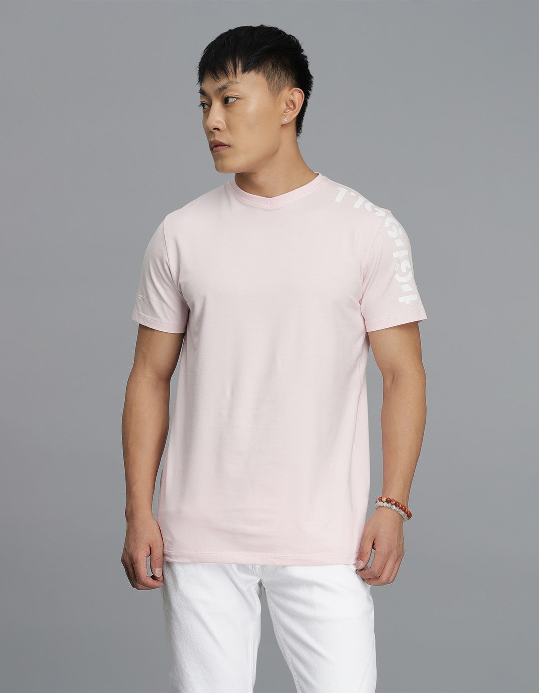 Water Pink Half Sleeves Round Neck Tee