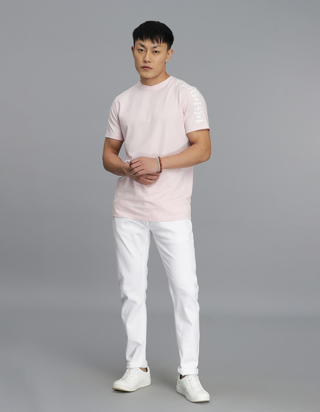 Water Pink Half Sleeves Round Neck Tee