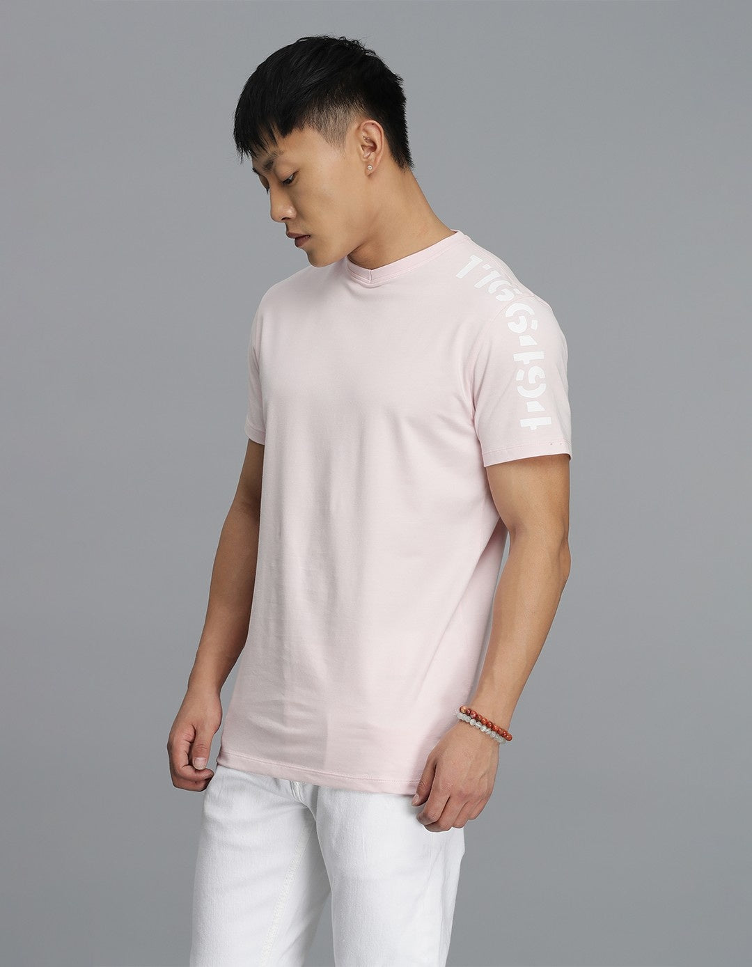 Water Pink Half Sleeves Round Neck Tee