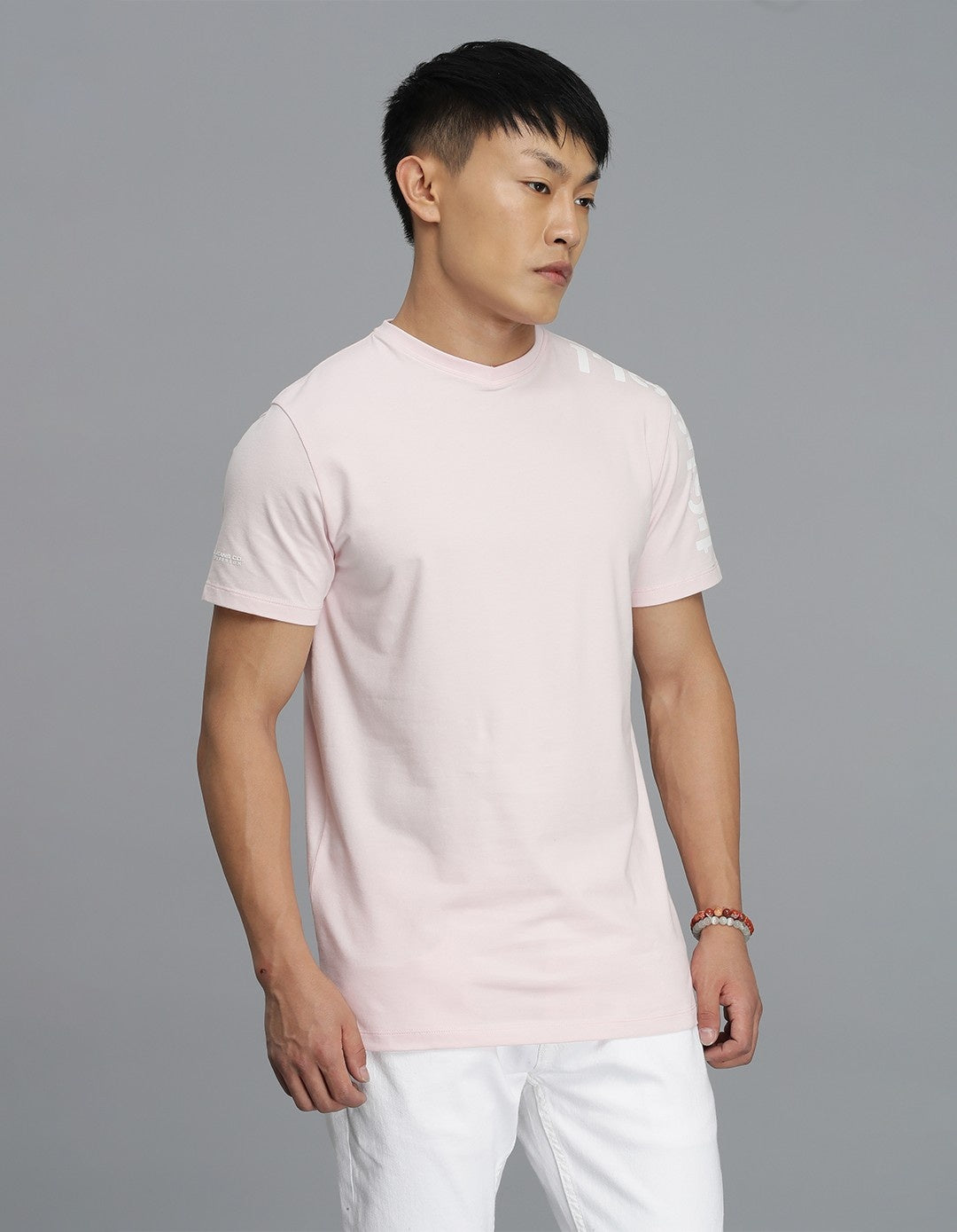 Water Pink Half Sleeves Round Neck Tee