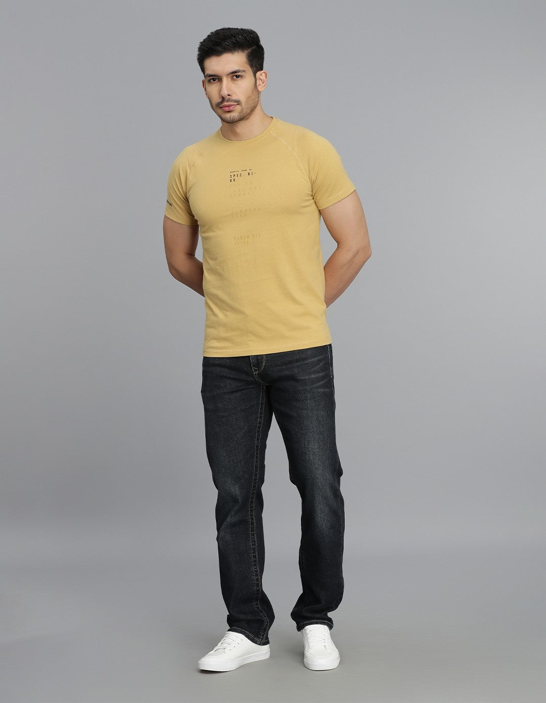 Mustard Half Sleeves Round Neck Tee