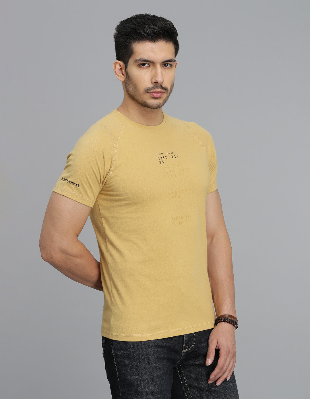Mustard Half Sleeves Round Neck Tee