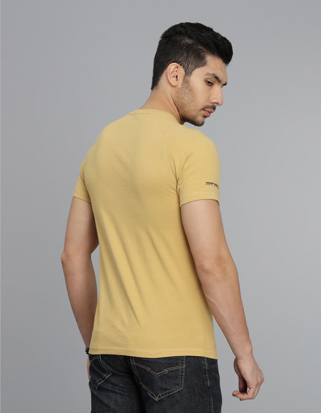 Mustard Half Sleeves Round Neck Tee