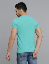 Blue Green Half Sleeves Round Neck Tee