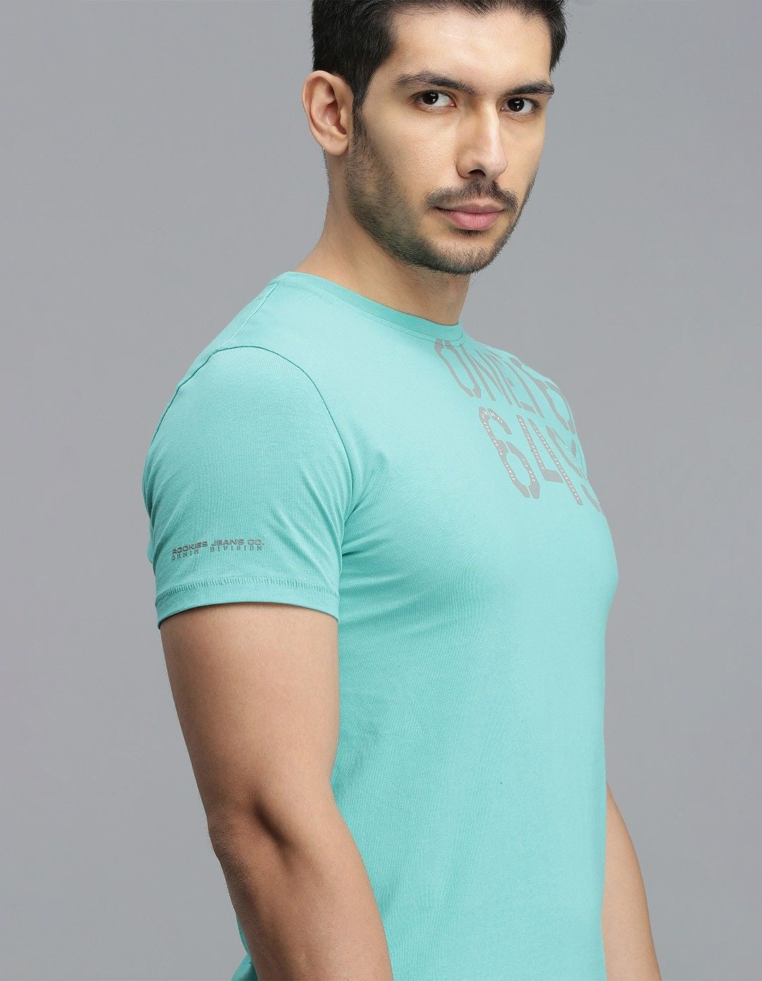 Blue Green Half Sleeves Round Neck Tee