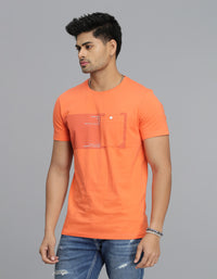 Orange Half Sleeves Round Neck Tee