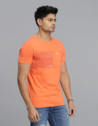 Orange Half Sleeves Round Neck Tee