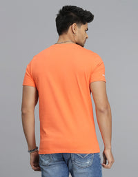 Orange Half Sleeves Round Neck Tee