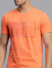 Orange Half Sleeves Round Neck Tee