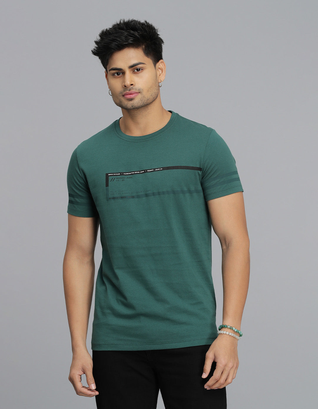 Dk Green Half Sleeves Round Neck Tee