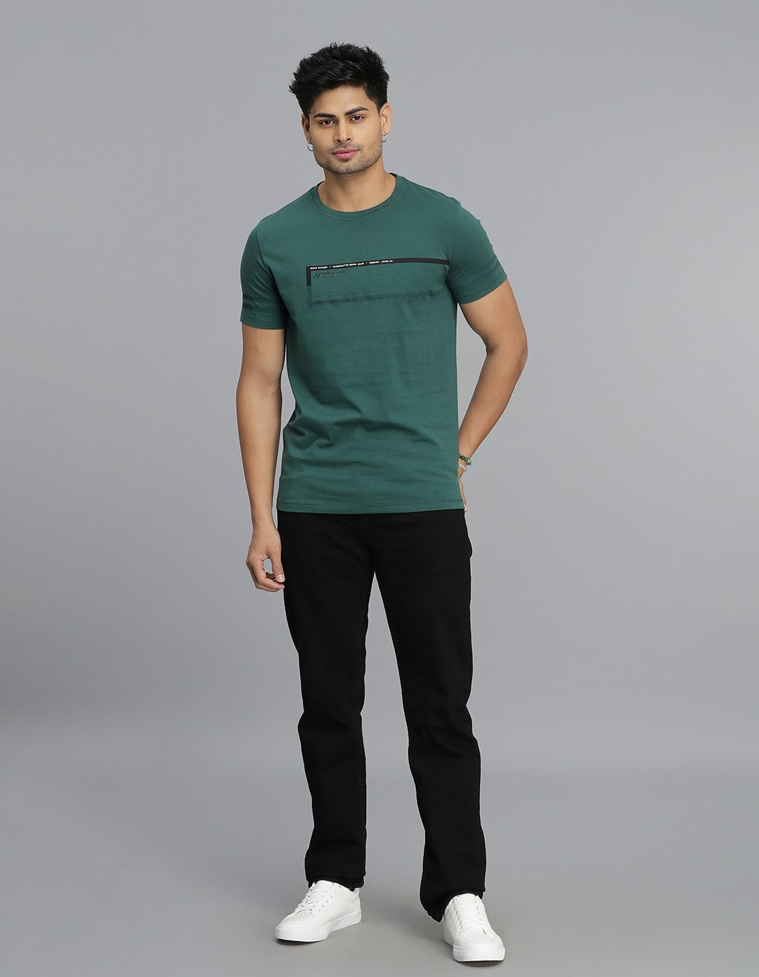 Dk Green Half Sleeves Round Neck Tee
