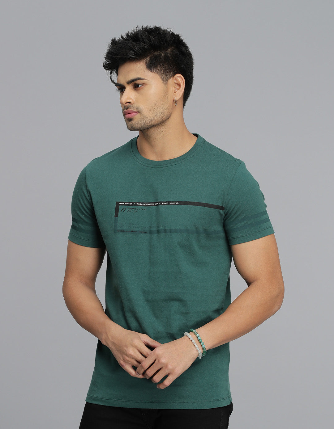 Dk Green Half Sleeves Round Neck Tee