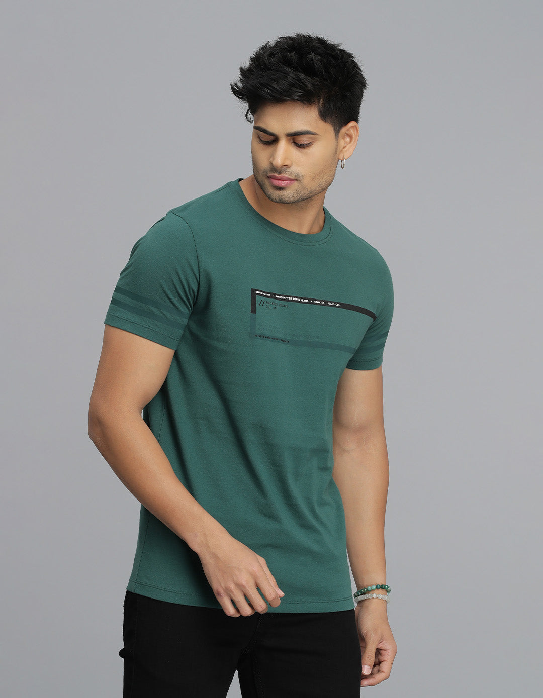 Dk Green Half Sleeves Round Neck Tee