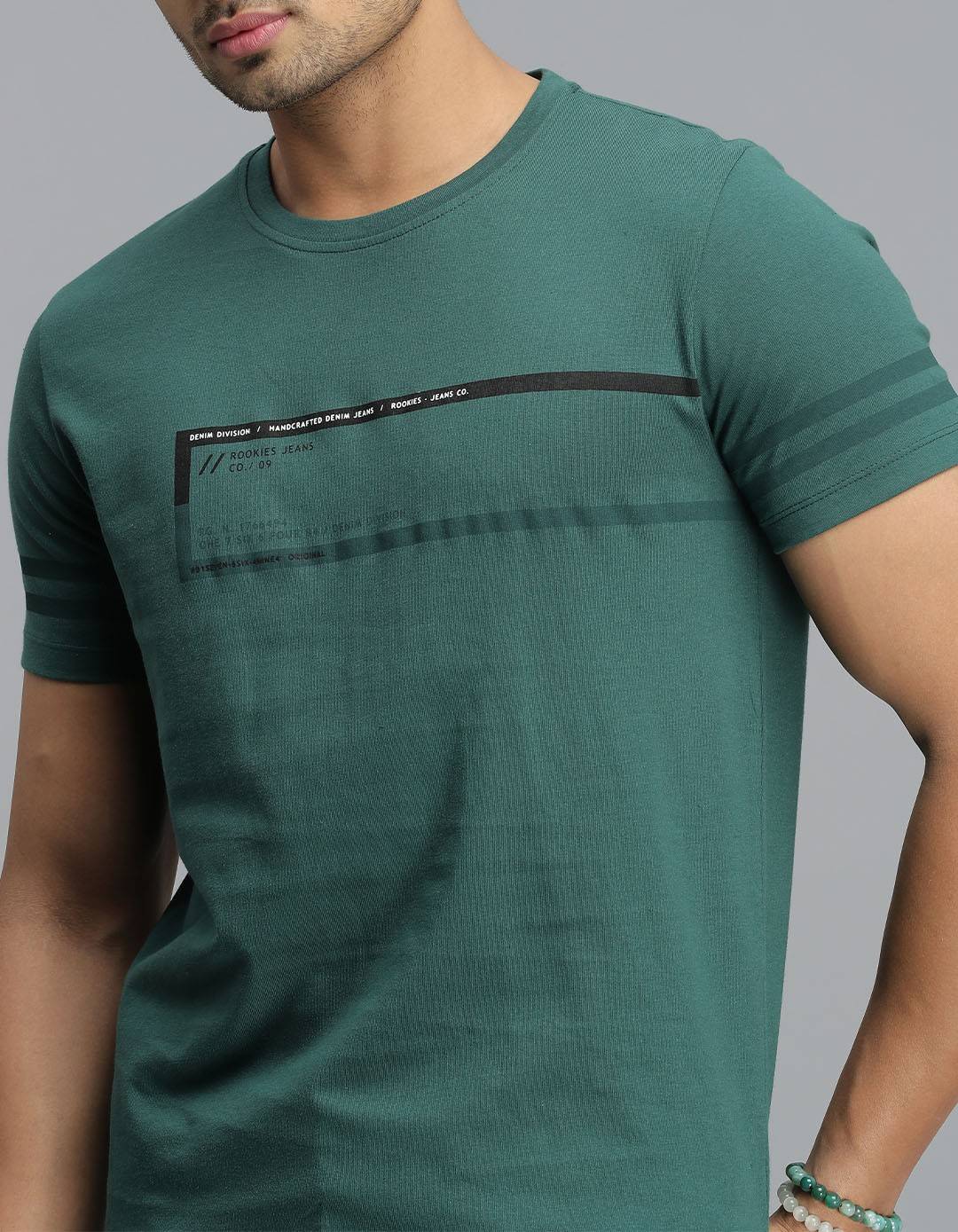 Dk Green Half Sleeves Round Neck Tee