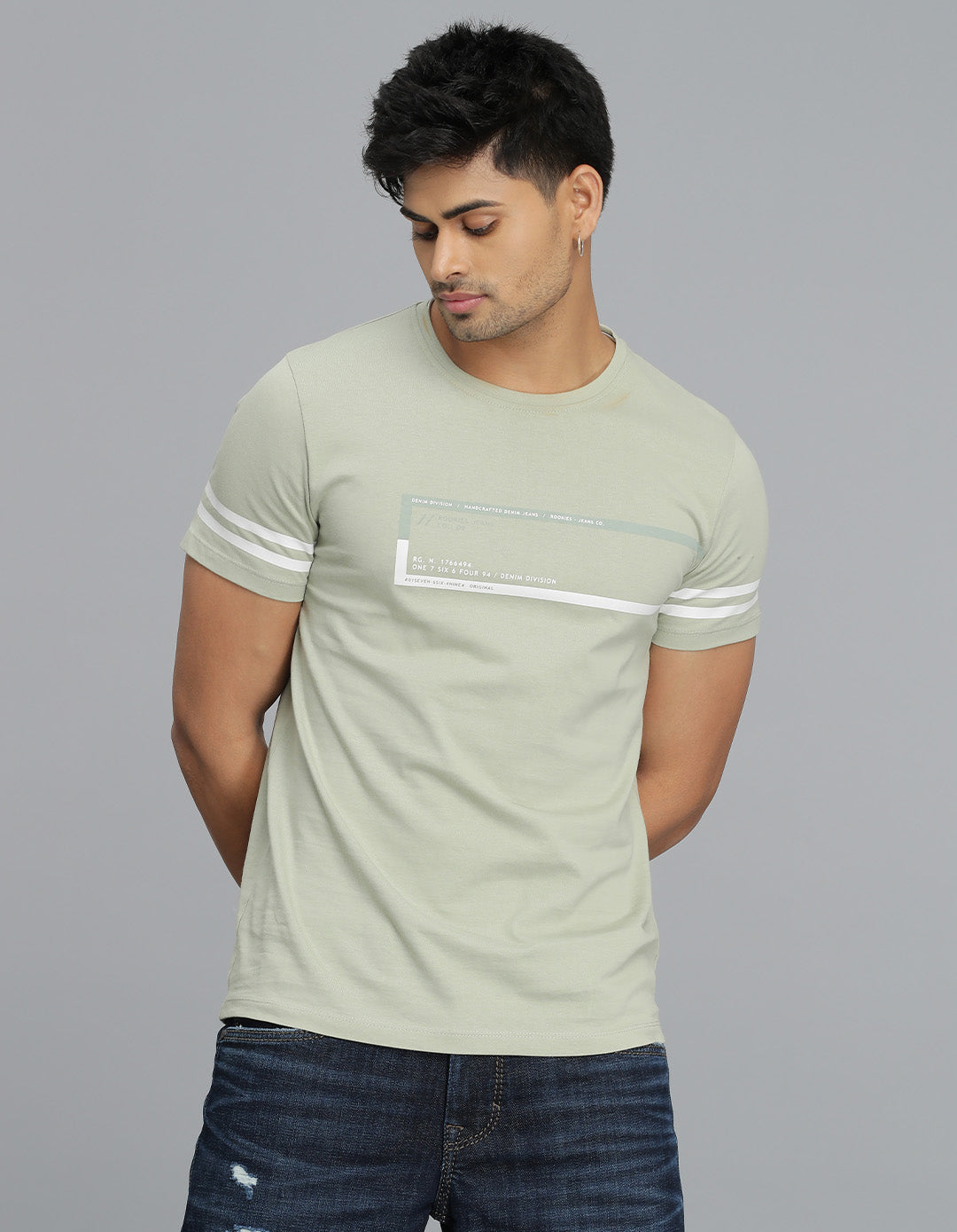 Lt Green Half Sleeves Round Neck Tee