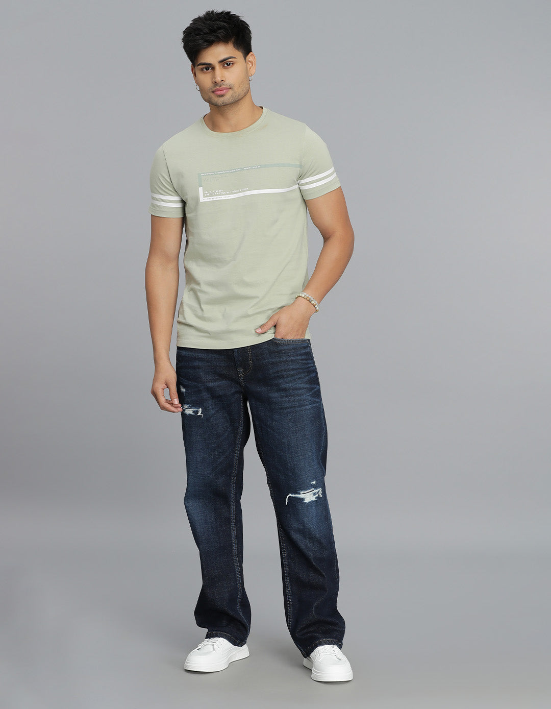 Lt Green Half Sleeves Round Neck Tee