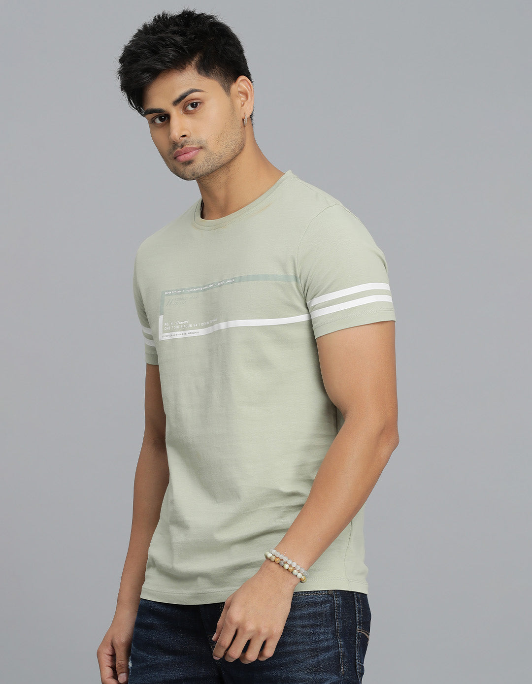 Lt Green Half Sleeves Round Neck Tee