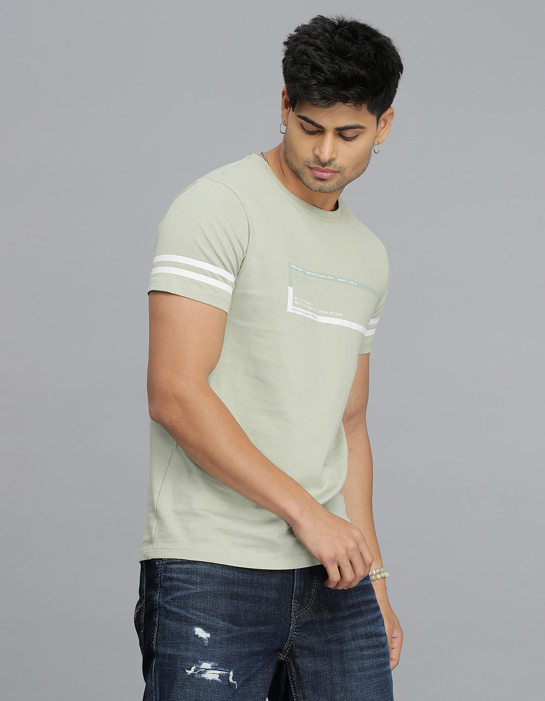 Lt Green Half Sleeves Round Neck Tee
