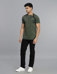 Dark M Green Half Sleeves Round Neck Tee