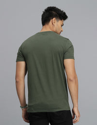 Dark M Green Half Sleeves Round Neck Tee