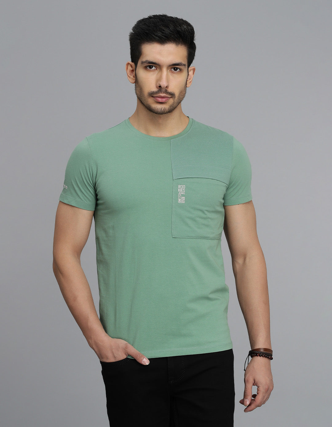 Green Half Sleeves Round Neck Tee