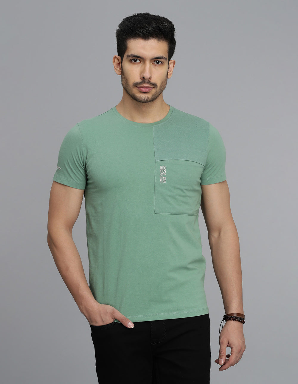 Green Half Sleeves Round Neck Tee