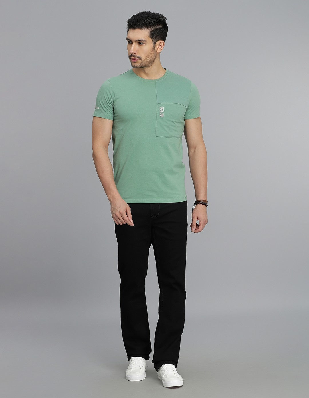 Green Half Sleeves Round Neck Tee