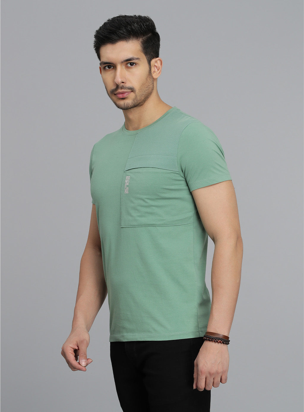 Green Half Sleeves Round Neck Tee