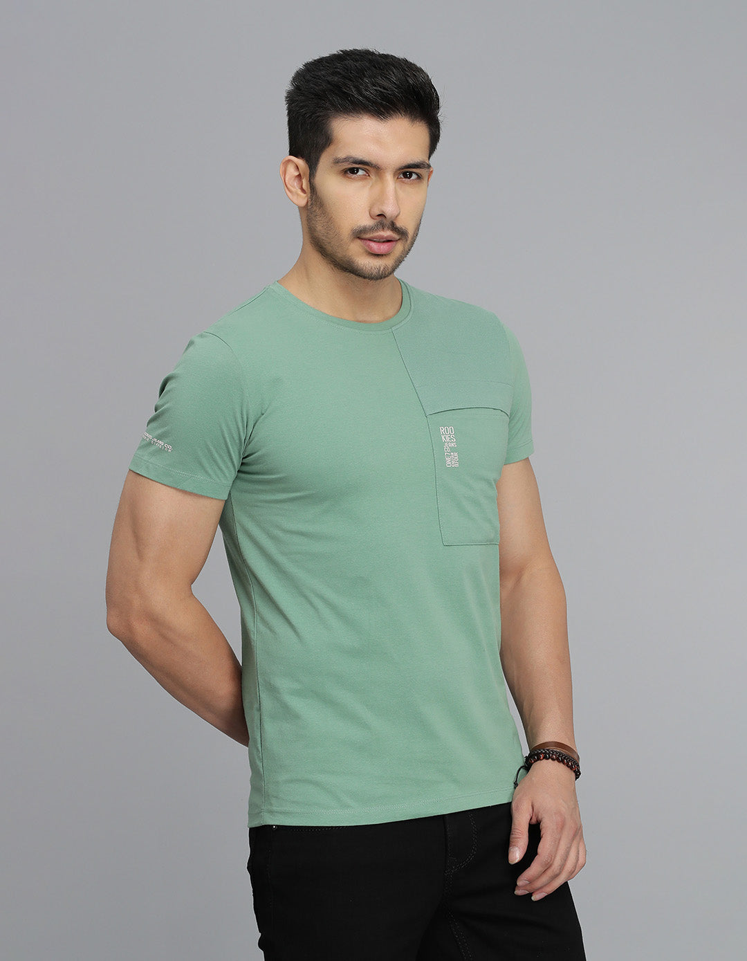 Green Half Sleeves Round Neck Tee