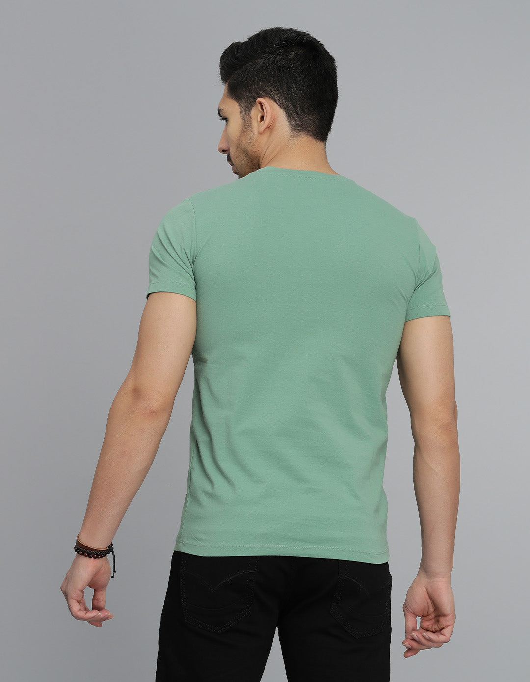 Green Half Sleeves Round Neck Tee