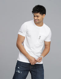 White Half Sleeves Round Neck Tee