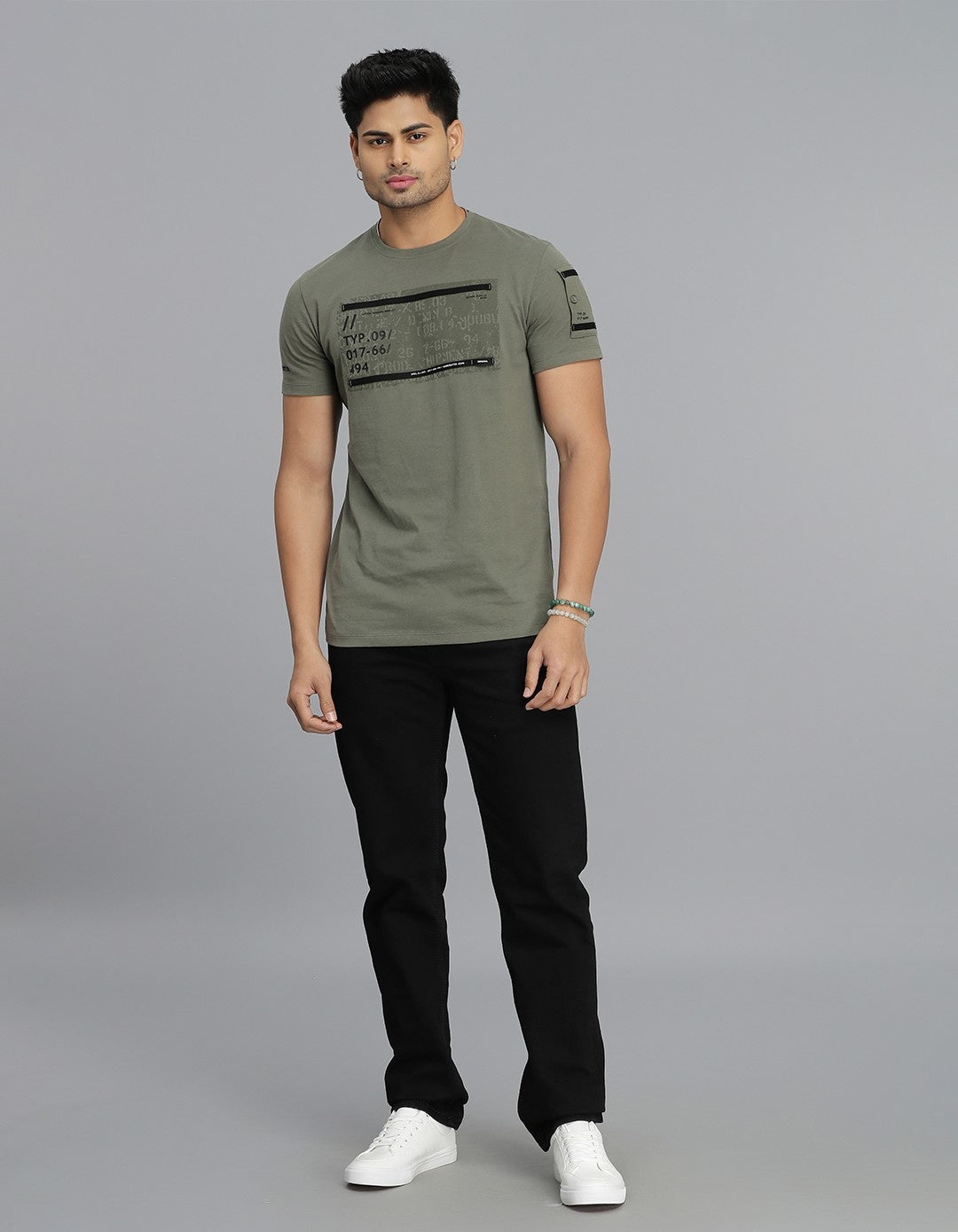 Lt M Green Half Sleeves Round Neck Tee