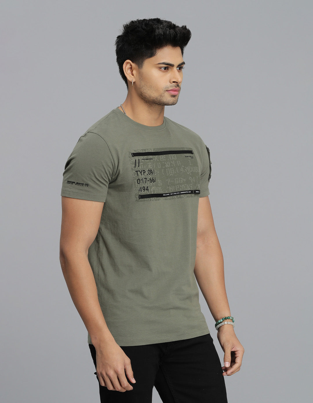 Lt M Green Half Sleeves Round Neck Tee