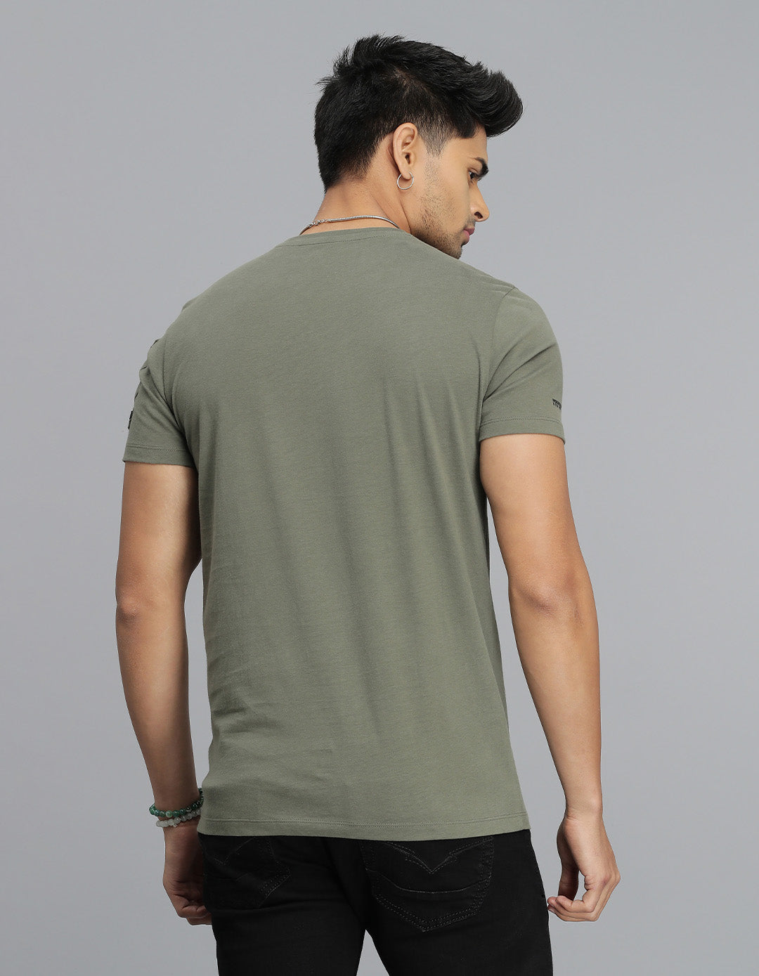 Lt M Green Half Sleeves Round Neck Tee