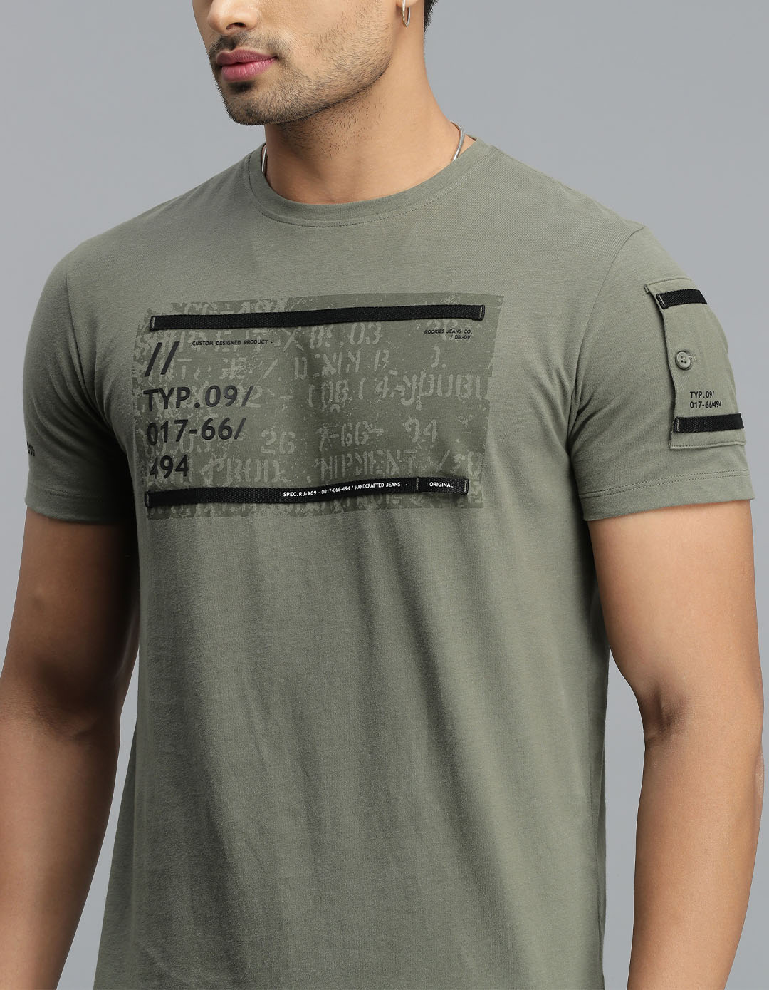 Lt M Green Half Sleeves Round Neck Tee