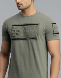 Light M Green Half Sleeves Round Neck Tee