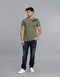 Dark Olive Half Sleeves Round Neck Tee