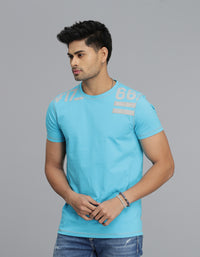 Aqua Half Sleeves Round Neck Tee