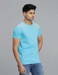 Aqua Half Sleeves Round Neck Tee