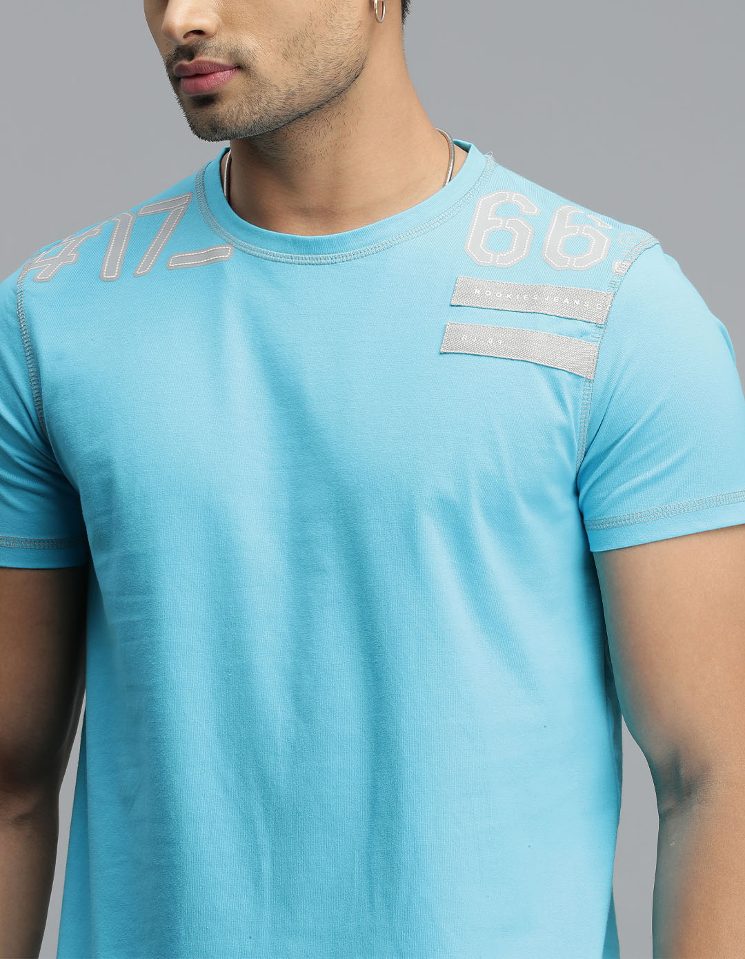 Aqua Half Sleeves Round Neck Tee