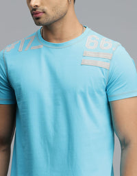 Aqua Half Sleeves Round Neck Tee