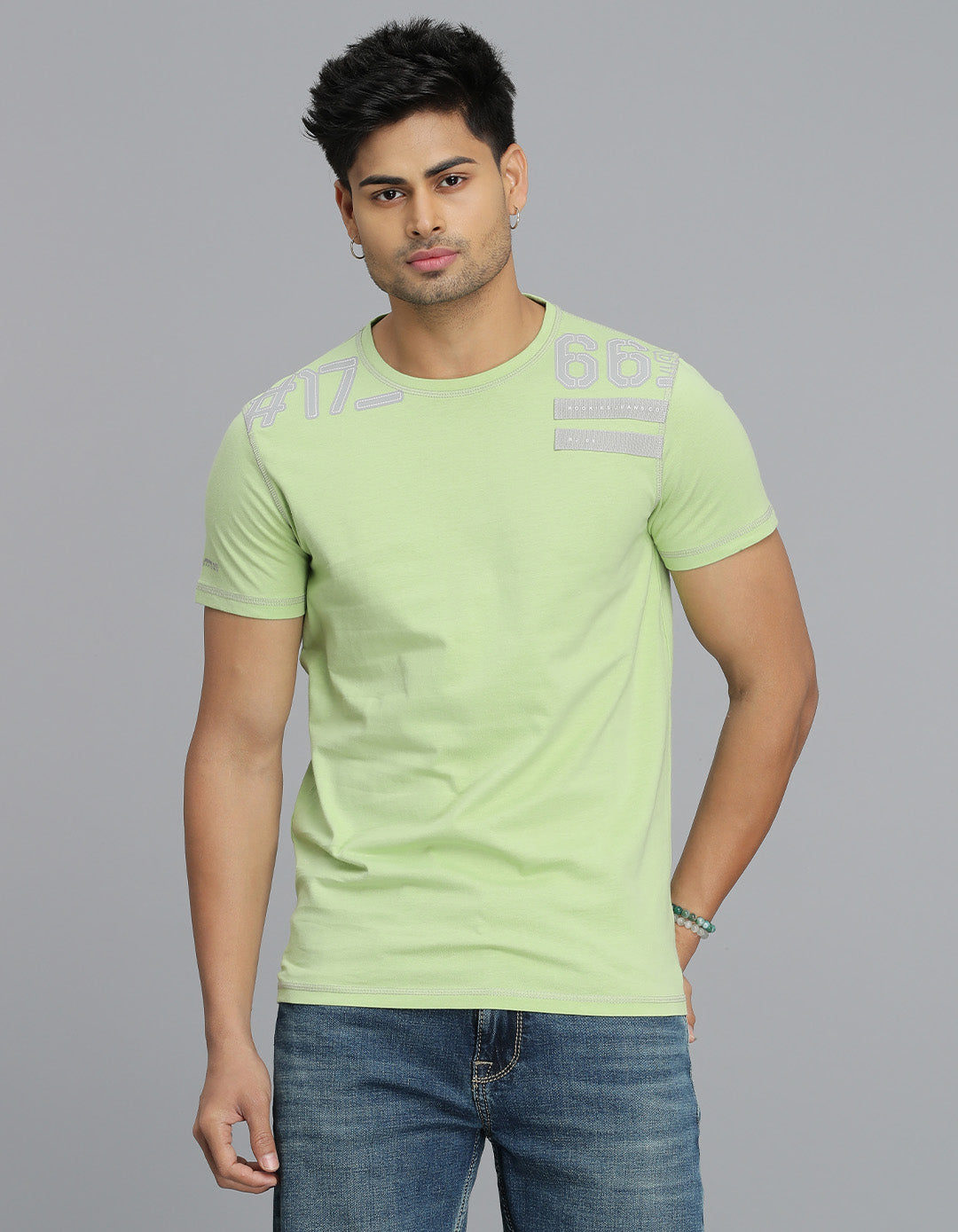 Mint Green Half Sleeves Round Neck Tee