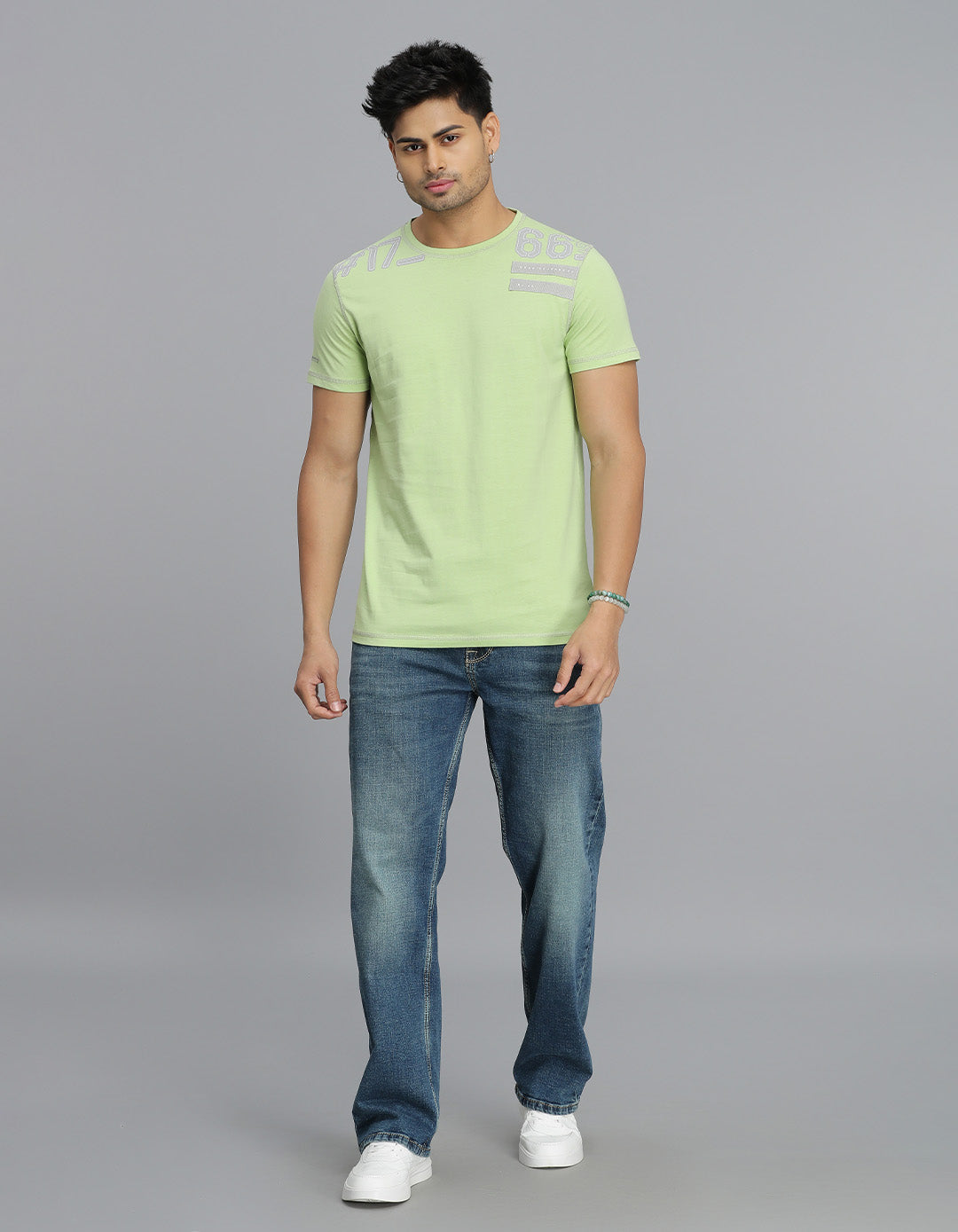 Mint Green Half Sleeves Round Neck Tee