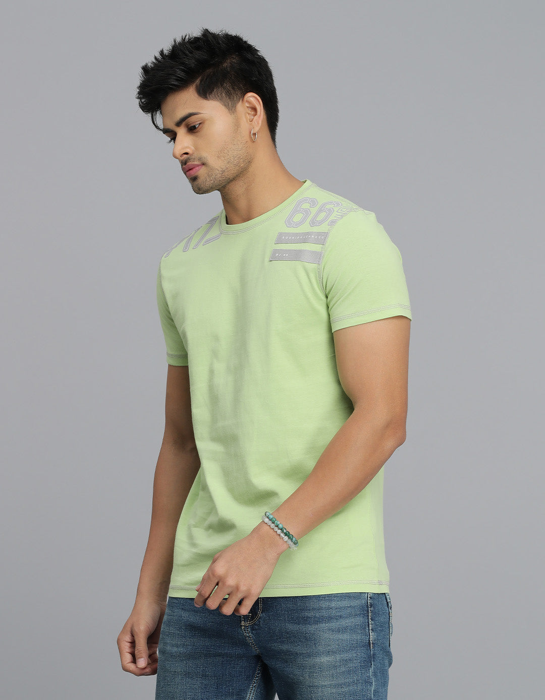 Mint Green Half Sleeves Round Neck Tee