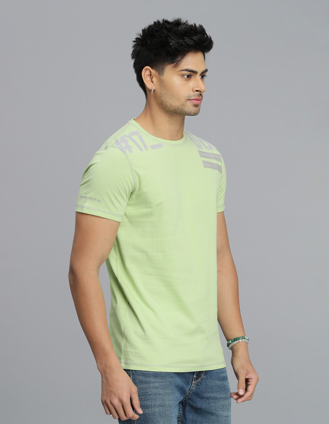 Mint Green Half Sleeves Round Neck Tee