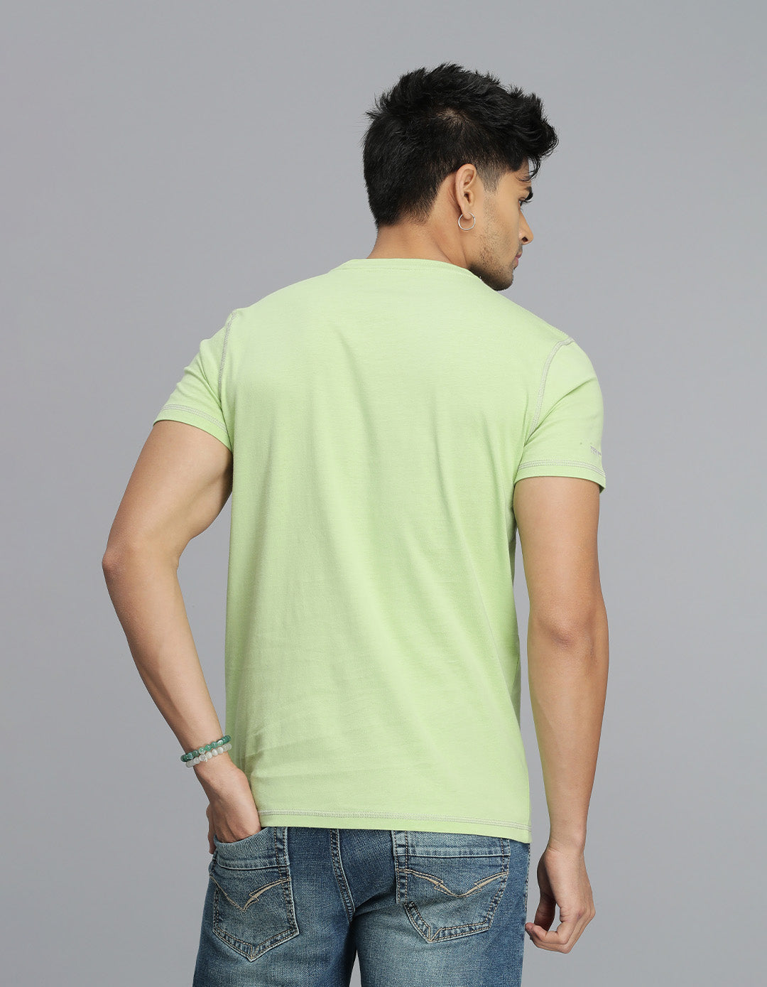Mint Green Half Sleeves Round Neck Tee