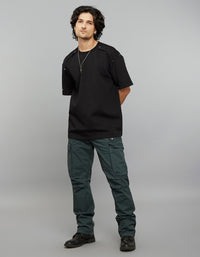 Black Half Sleeves Round Neck Oversized Tee